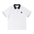PARED Court Polo in White — front view, performance padel polo with contrast collar