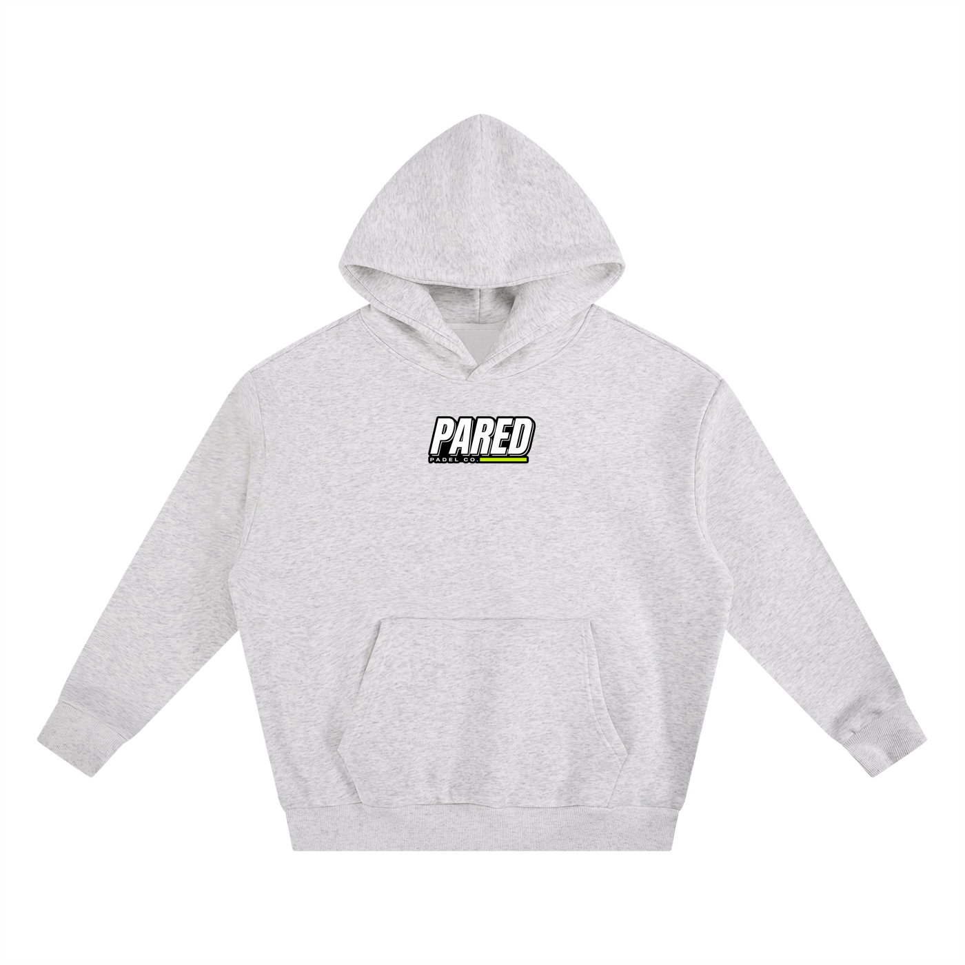 PARED Wall Hoodie — padel court lifestyle, hood up