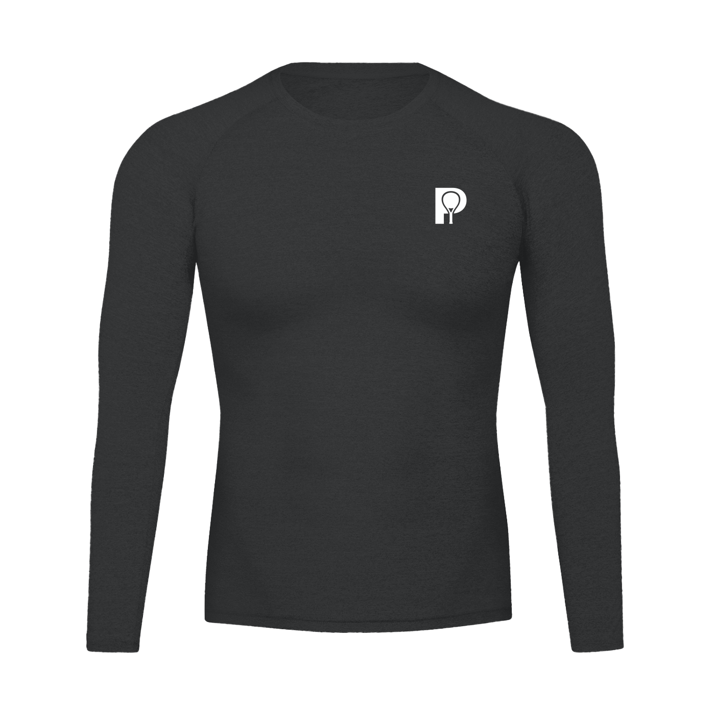 PARED Rally LS in Black — performance padel long sleeve top, front view