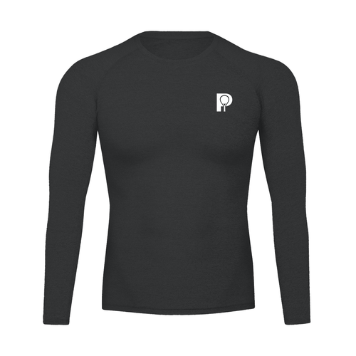 PARED Rally LS in Black — performance padel long sleeve top, front view